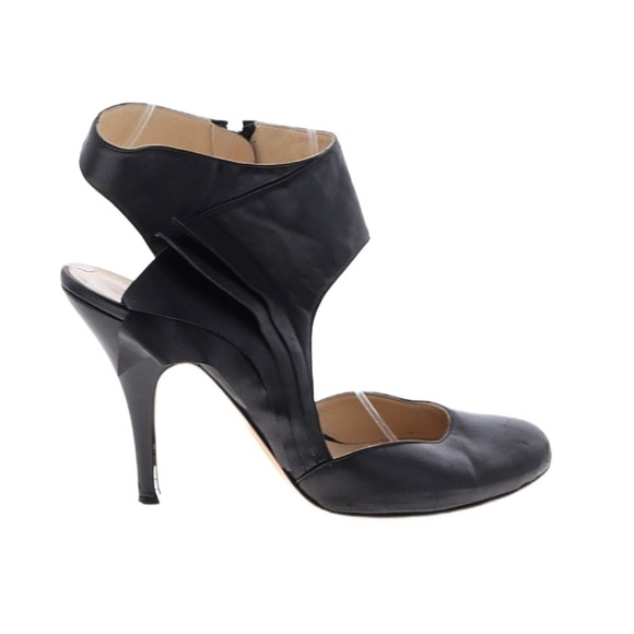 Max Kibardin Black Winged Soft Lamb Leather Heels - Size 38.5 Designer Womens - Picture 2 of 13